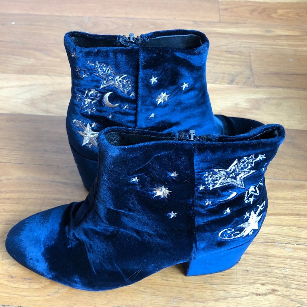 Ash Blue Elixir Nadine Velvet Embroidered Boots